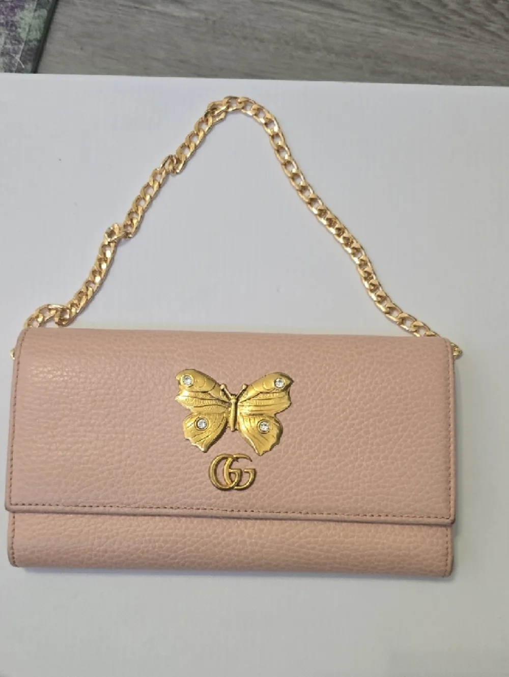  Gucci Pink Leather Butterfly Garden Continental Wallet - Picture 7 of 8